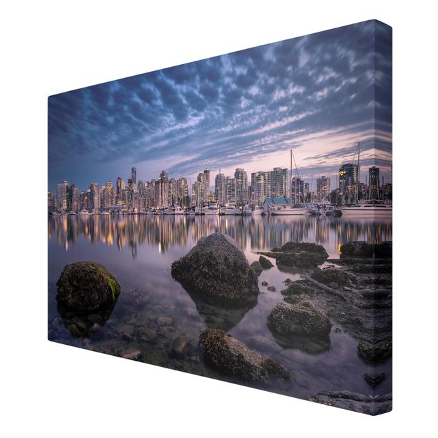 Purple canvas wall art Vancouver At Sunset