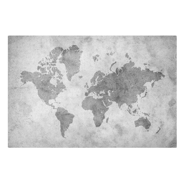 Black and white canvas art Vintage World Map II
