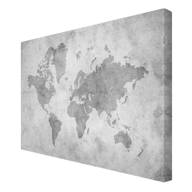 Black and white wall art Vintage World Map II