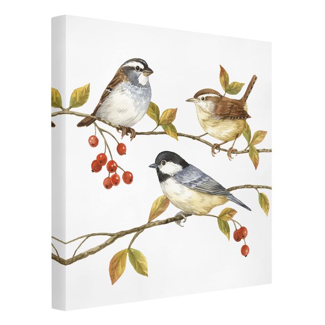 Animal canvas Birds And Berries - Tits