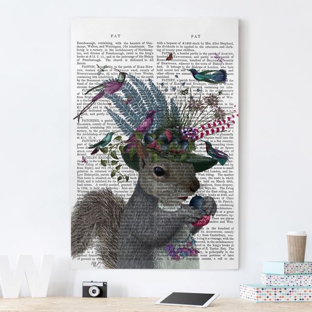 Canvas prints birds Fowler - Squirrel With Acorns