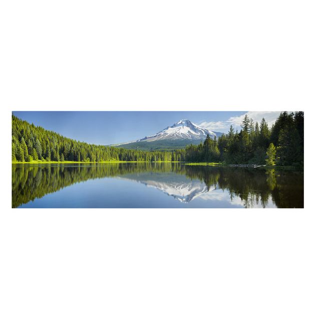 Mountain canvas wall art Volcano With Water Reflection