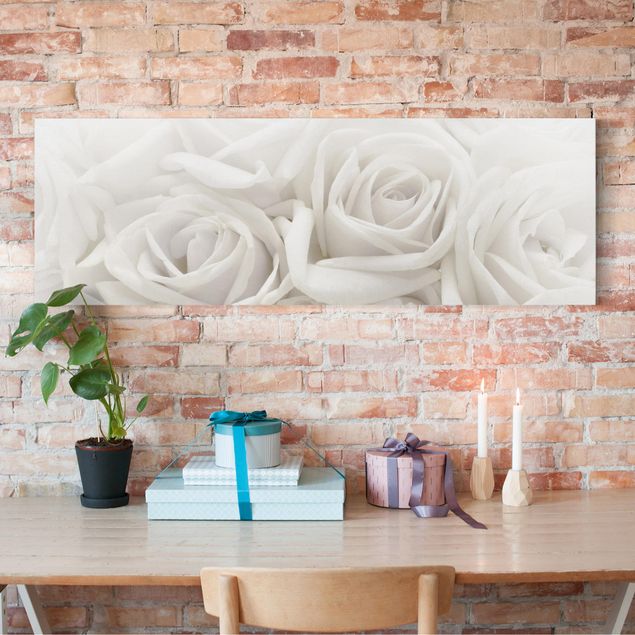 Pink rose canvas White Roses