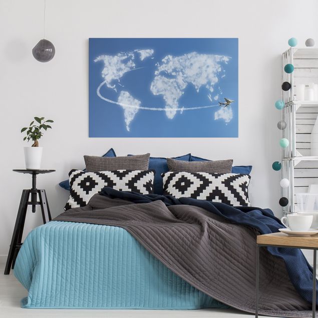 Printable world map World travel above the clouds