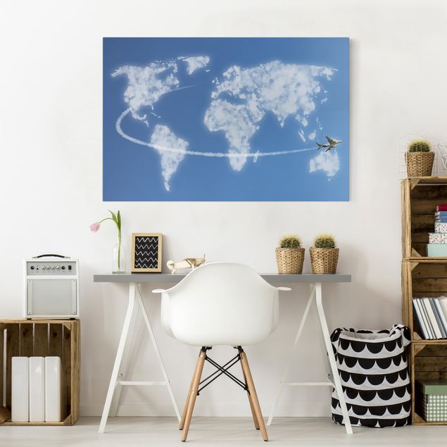 World map canvas World travel above the clouds