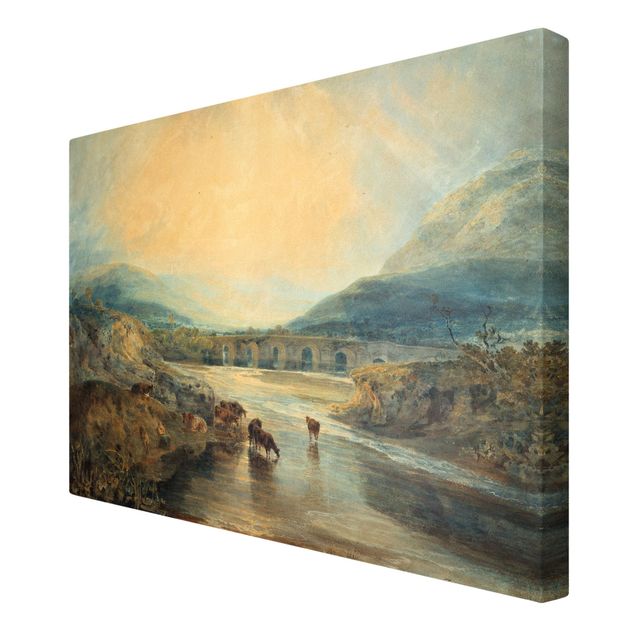 Romantic style art William Turner - Abergavenny Bridge, Monmouthshire: Clearing Up After A Showery Day