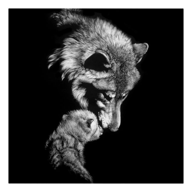 Black and white art Wolf In The Dark