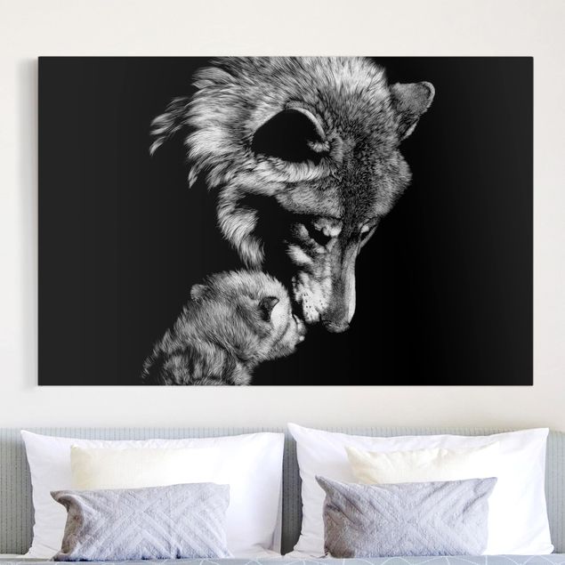 Canvas black and white Wolf In The Dark