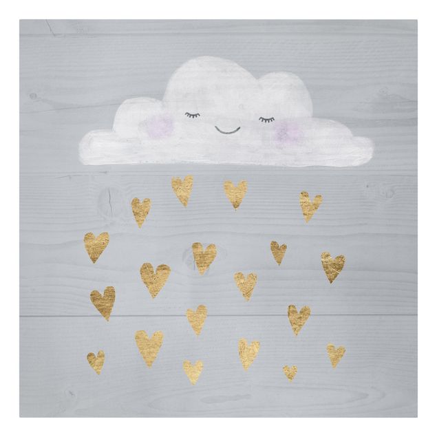Grey prints Cloud With Golden Hearts
