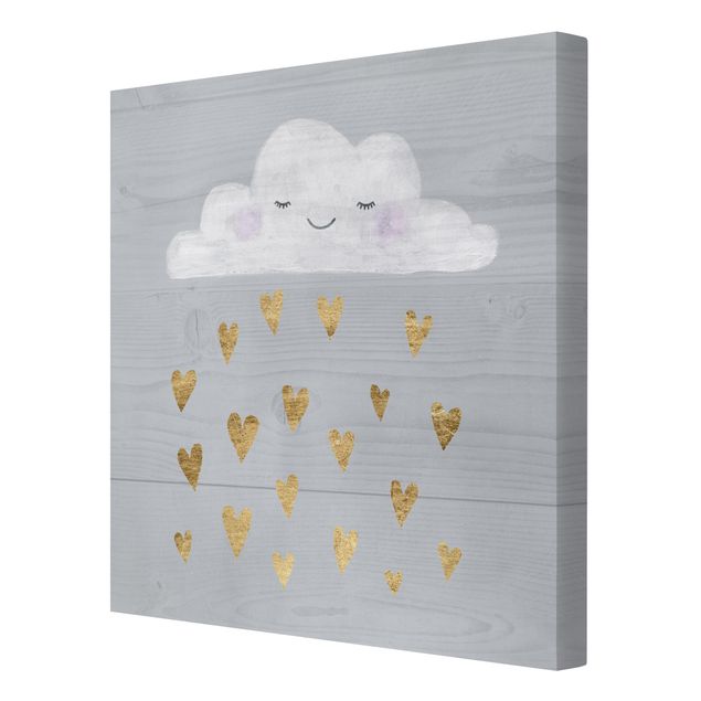 Prints Cloud With Golden Hearts