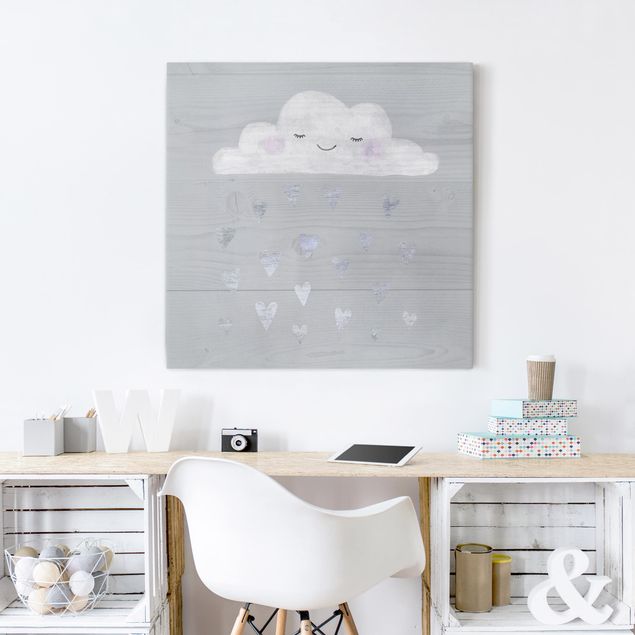 Prints modern Cloud With Silver Hearts