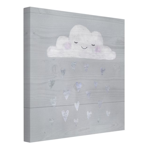 Love canvas wall art Cloud With Silver Hearts