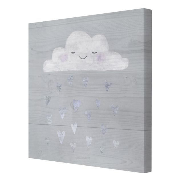 Prints Cloud With Silver Hearts