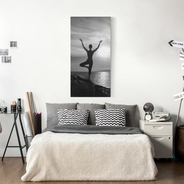 Sunset canvas wall art Yoga white black