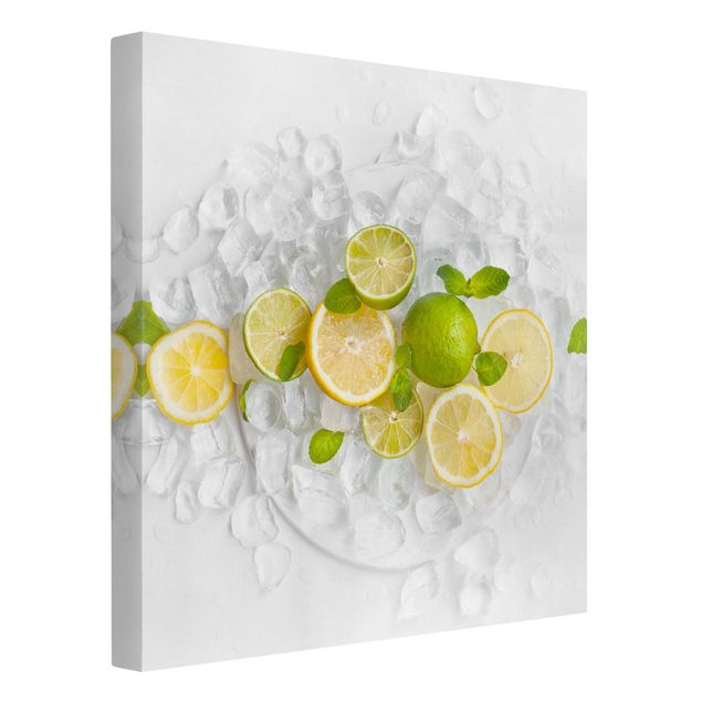 Modern art prints Citrus Fruit On Ice Cubes