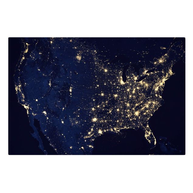 Black prints NASA Picture USA From Space By Night