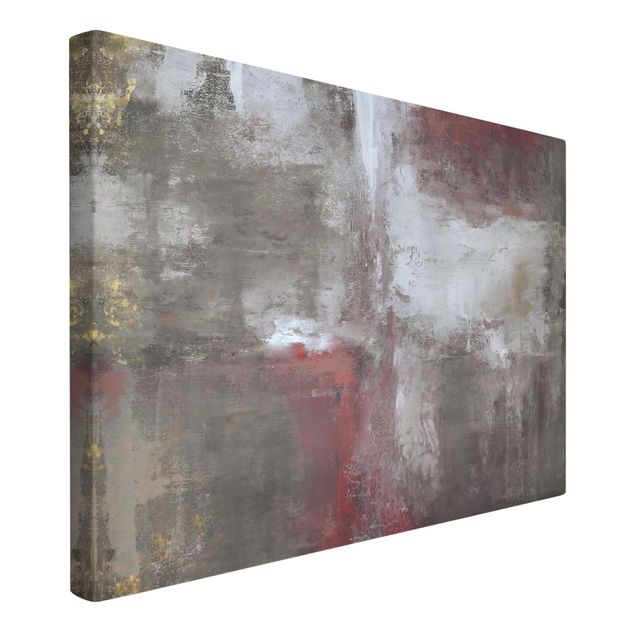 Contemporary art prints Red Structure With Golden Accents