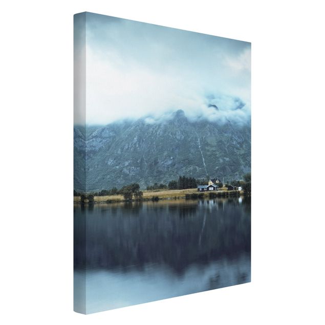 Canvas mountain Lofoten Reflection