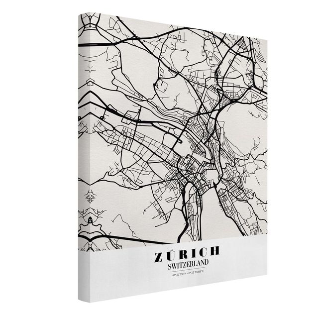 Canvas prints maps Zurich City Map - Classic