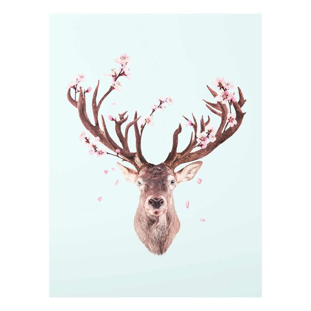 Floral canvas Deer With Cherry Blossoms
