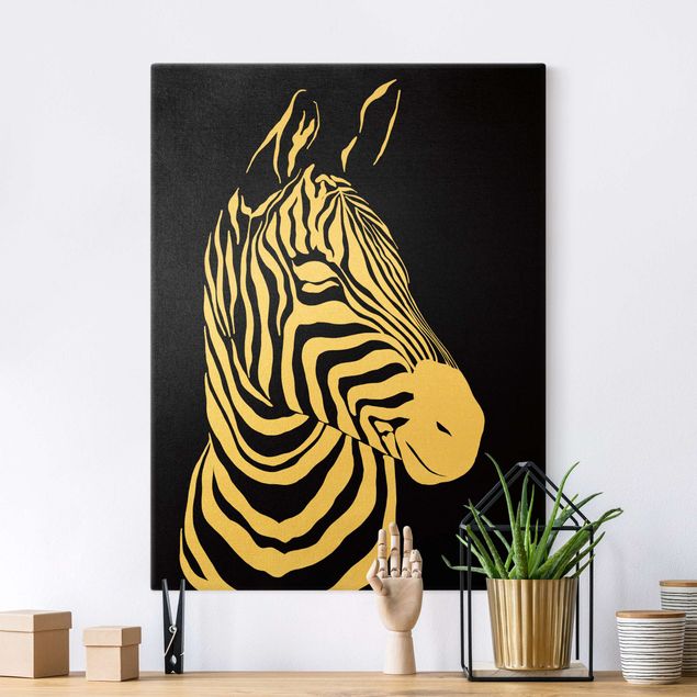 Zebra wall print Safari Animals - Portrait Zebra Black