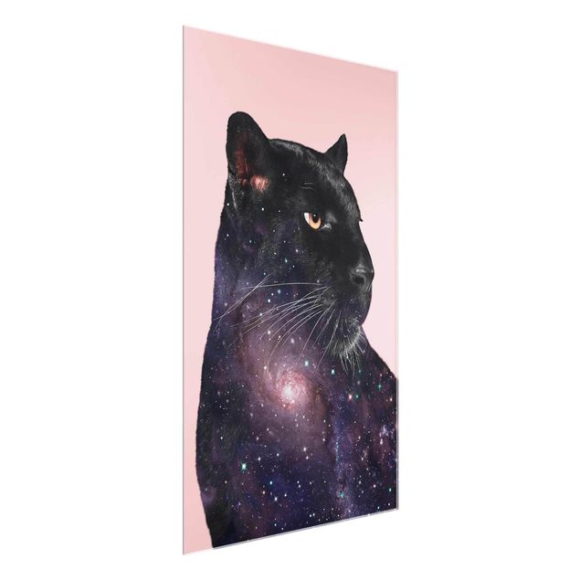 Glass prints pieces Panther With Galaxy