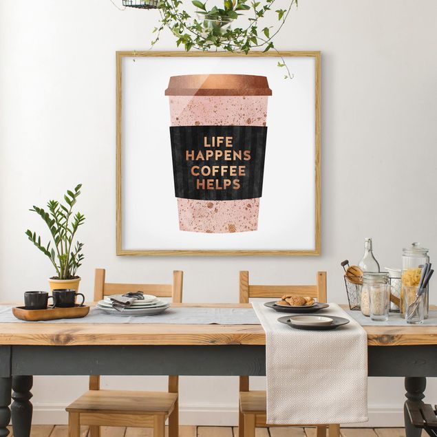 Canvas art Life Happens Coffee Helps Gold