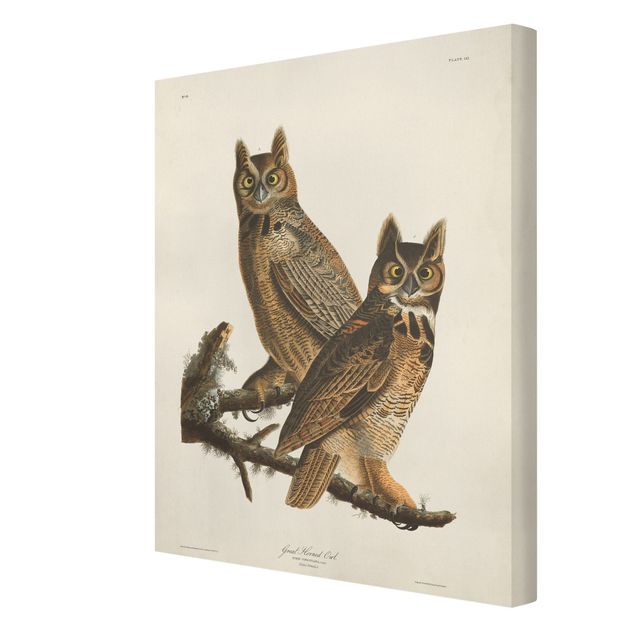 Prints brown Vintage Board Two Large Owls
