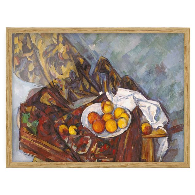 Art styles Paul Cézanne - Still Life, Flower Curtain, And Fruits