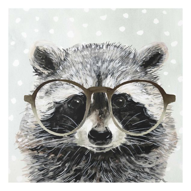 Glass prints pieces Animals With Glasses - Raccoon