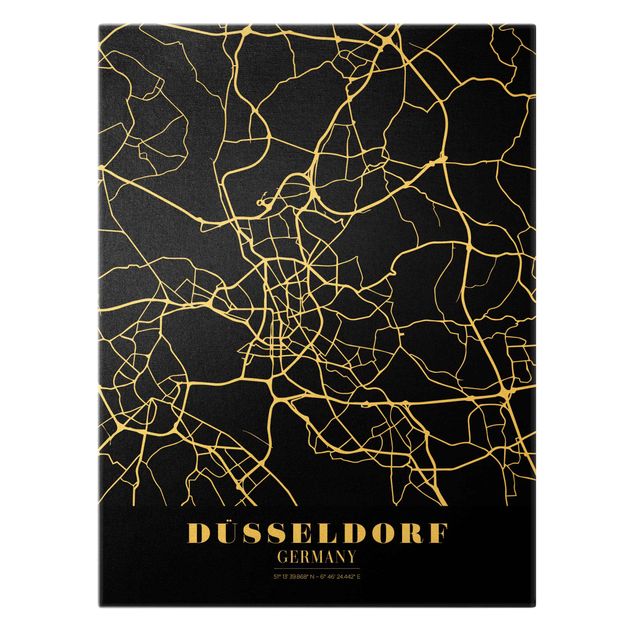 Wall art prints Dusseldorf City Map - Classic Black
