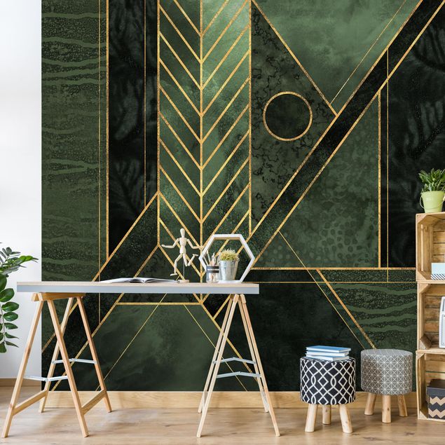 Wallpapers geometric Geometric Shapes Emerald Gold