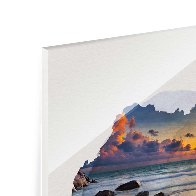 Glass prints landscape WaterColours - Beach Sunrise In Thailand