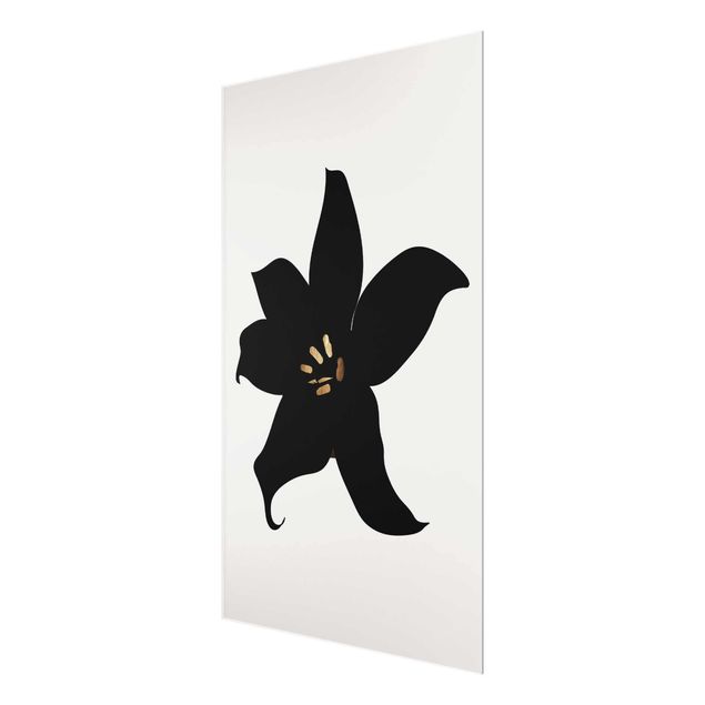 Glass prints black and white Graphical Plant World - Orchid Black And Gold