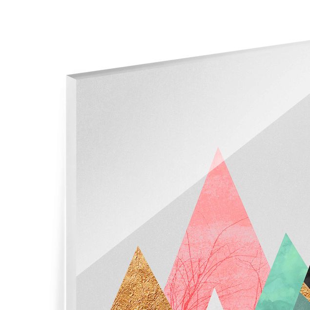 Glass prints landscape Triangular Mountains With Gold Tips