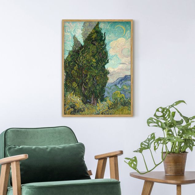 Pointillism art Vincent van Gogh - Cypresses