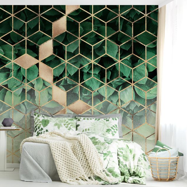 Wallpapers green Green Leaves Golden Geometry