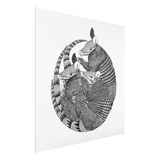 Glass prints pieces Illustration Armadillos Black And White Pattern