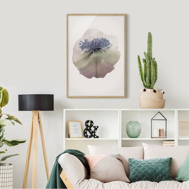 Prints floral WaterColours - Anemone In Violet