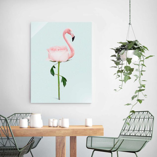 Kitchen Flamingo With Rose