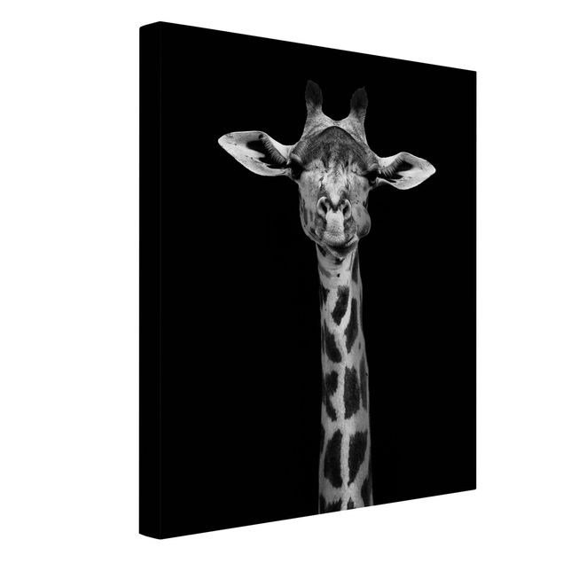Canvas black and white Dark Giraffe Portrait