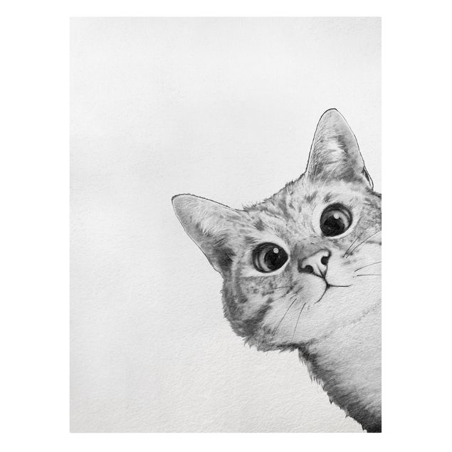 Cat canvas Illustration Cat Drawing Black And White