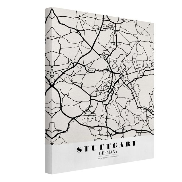 World map canvas Stuttgart City Map - Classic