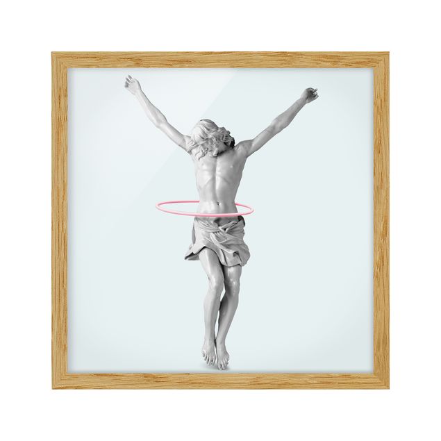 Framed portrait prints Jesus With Hula Hoops