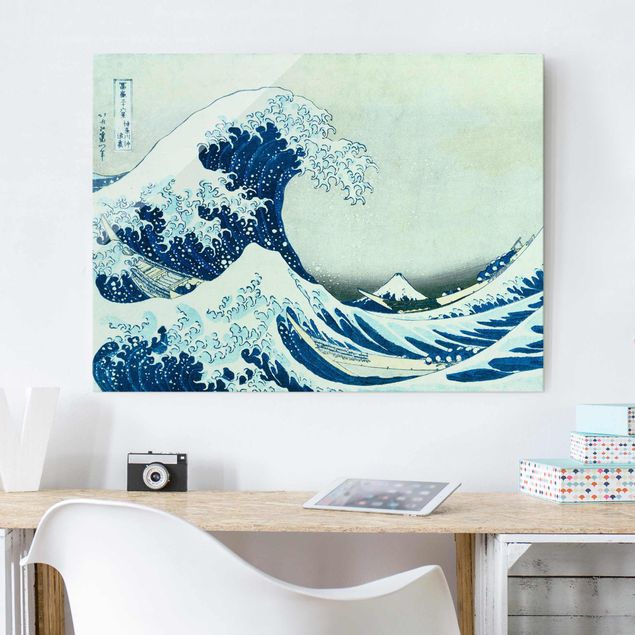 Glass prints sayings & quotes Katsushika Hokusai - The Great Wave At Kanagawa