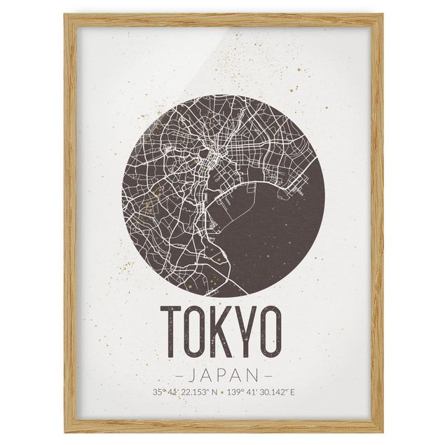 Framed world map Tokyo City Map - Retro