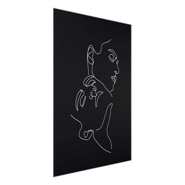 Glass prints nude Line Art Women Faces Black