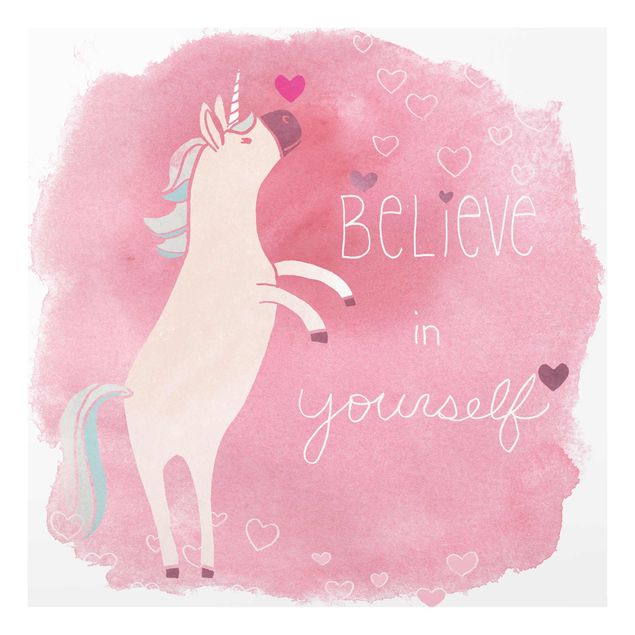 Pink wall art Unicorn Troop - Believe