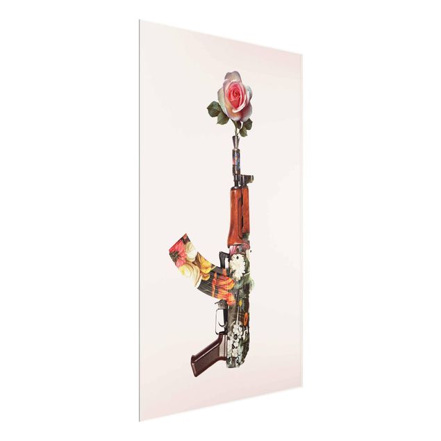Glass prints flower Weapon With Rose