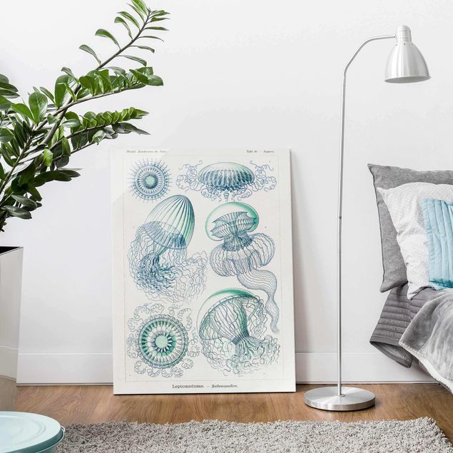 Prints vintage Vintage Board Jellyfish In Blue